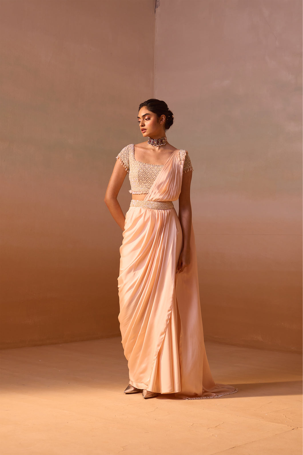 PEACH DRAPED SAREE