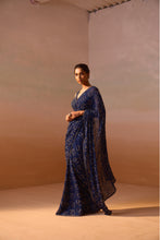 Load image into Gallery viewer, NAVY BLUE GEOMETRIC SAREE
