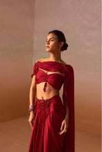 Load image into Gallery viewer, MAROON DRAPED SAREE
