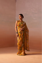 Load image into Gallery viewer, YELLOW PRINTED ORGANZA SAREE
