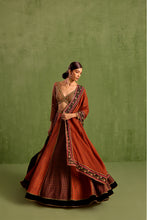 Load image into Gallery viewer, black and rust lehenga set
