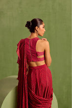 Load image into Gallery viewer, fuscia pre draped ruffle saree
