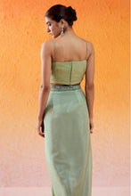 Load image into Gallery viewer, Pista Green Embroidered Drape Skirt Set with Cape
