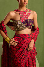 Load image into Gallery viewer, fuscia pre draped ruffle saree
