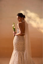 Load image into Gallery viewer, IVORY FISHTAILED SKIRT WITH PEARL WORK
