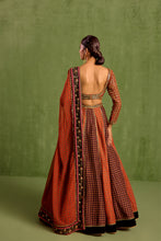 Load image into Gallery viewer, black and rust lehenga set
