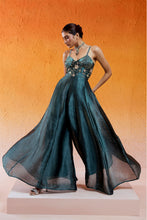 Load image into Gallery viewer, Metallic Teal Blue Jumpsuit
