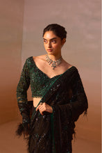 Load image into Gallery viewer, BLACK AND GREEN GEORGETTE SAREE
