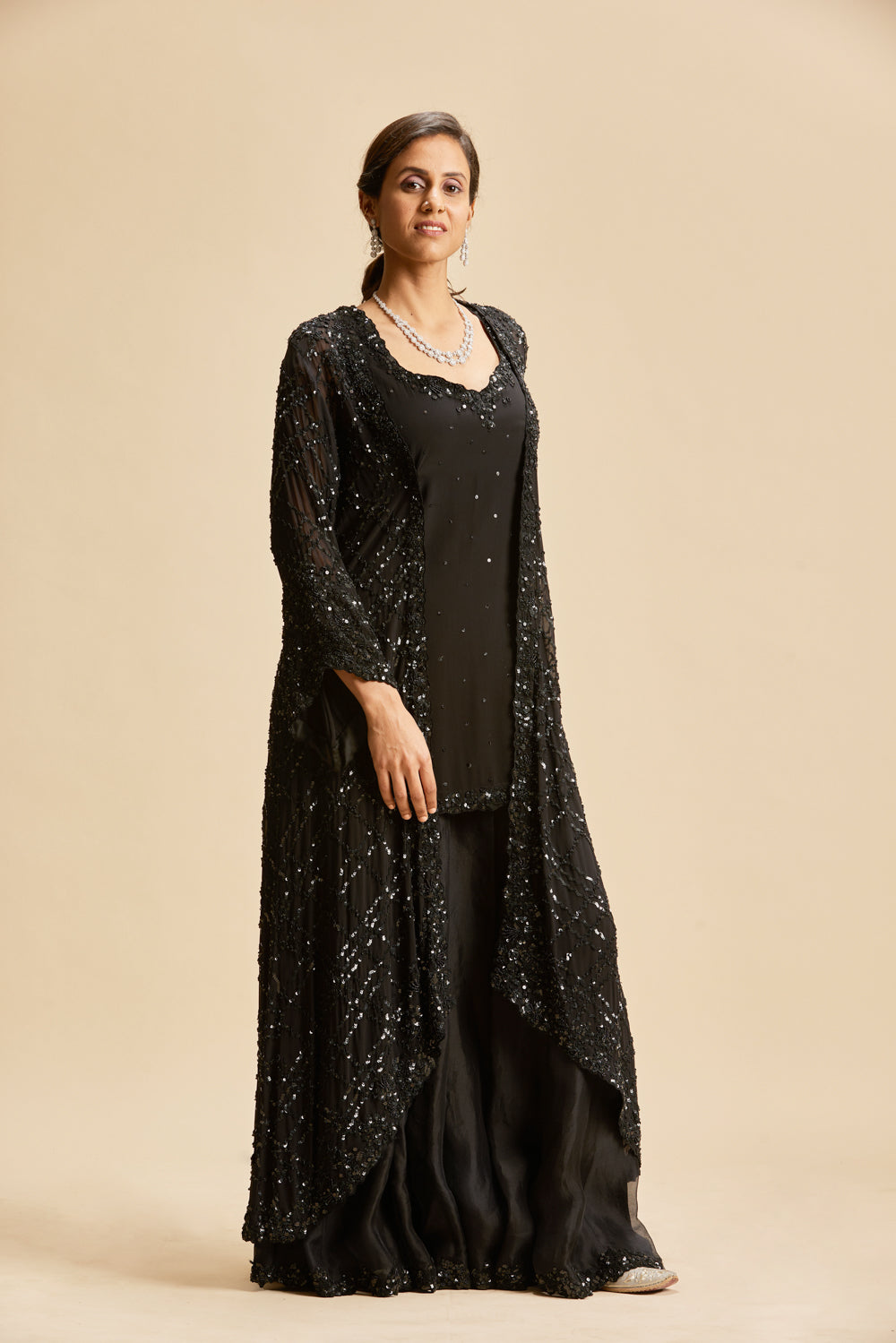 BLACK SHARARA WITH JACKET