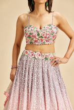 Load image into Gallery viewer, BLUSH TO LILAC SHADED LEHENGA SET
