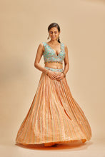 Load image into Gallery viewer, ORANGE PATRA WORK LEHENGA SET
