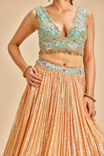 Load image into Gallery viewer, ORANGE PATRA WORK LEHENGA SET
