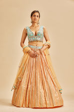 Load image into Gallery viewer, ORANGE PATRA WORK LEHENGA SET
