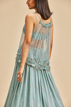 Load image into Gallery viewer, GREY SEQUINS  LEHENGA WITH BUSTIER AND NET TOP
