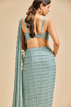 Load image into Gallery viewer, JADE GREEN DRAPE SAREE
