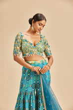 Load image into Gallery viewer, BLUE BADHANI TIERED SHARARA SET
