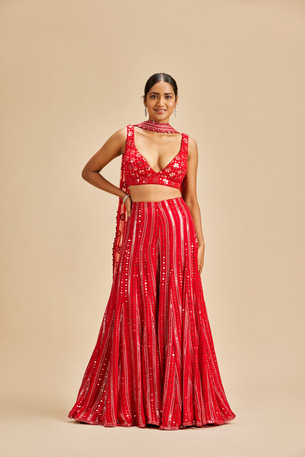 RED SHARARA SET