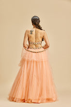 Load image into Gallery viewer, PEACH GATHERED LEHENGA SET
