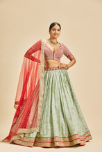 Load image into Gallery viewer, PISTA GREEN LEHENGA  WITH RED CHOLI AND DUPATTA
