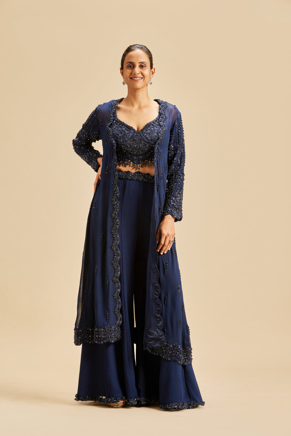 NEVY BLUE SHARARA WITH JACKET