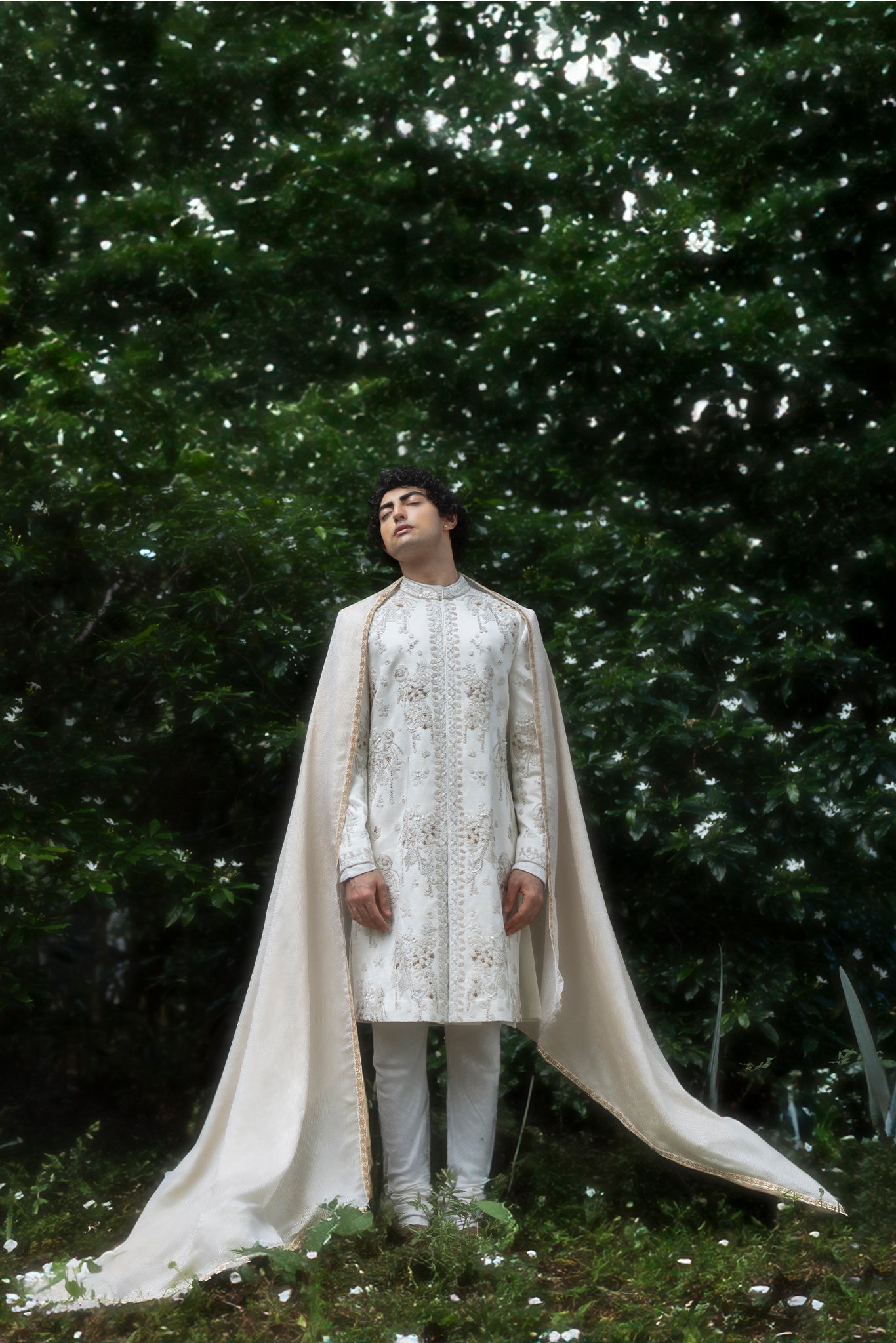 Wisteria White Sherwani Set