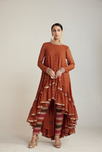 Load image into Gallery viewer, Rust Asymmetrical Kurta Pant Set
