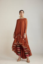 Load image into Gallery viewer, Rust Asymmetrical Kurta Pant Set
