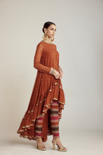 Load image into Gallery viewer, Rust Asymmetrical Kurta Pant Set
