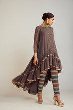 Load image into Gallery viewer, Charcoal Grey Asymmetrical Kurta Pant Set
