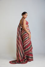 Load image into Gallery viewer, Pre Draped Charcoal Grey Multicolor Saree Set
