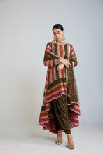 Load image into Gallery viewer, Olive Green Round Neck Asymmetrical Kurta Set
