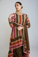 Load image into Gallery viewer, Olive Green Round Neck Asymmetrical Kurta Set
