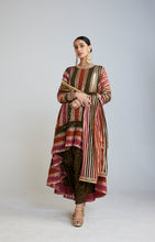 Load image into Gallery viewer, Olive Green Round Neck Asymmetrical Kurta Set
