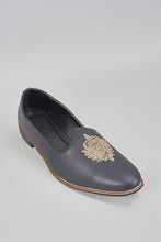 Load image into Gallery viewer, Black Self Design Embroidered Loafers

