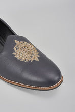 Load image into Gallery viewer, Black Self Design Embroidered Loafers
