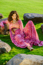 Load image into Gallery viewer, Mauve Printed &amp; Embroidered Long jacket &amp; pallazo pants Set

