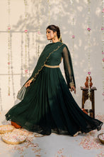 Load image into Gallery viewer, Bottle Green Embroidered Anarkali Set
