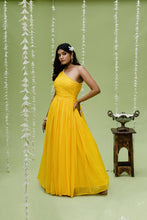 Load image into Gallery viewer, Sunny Yellow Printed Embroidered Gown

