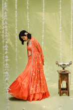 Load image into Gallery viewer, Rust Orange Embroidered Lehenga Set
