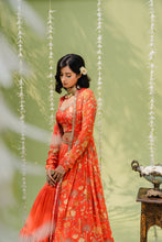 Load image into Gallery viewer, Rust Orange Embroidered Lehenga Set
