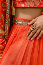 Load image into Gallery viewer, Rust Orange Embroidered Lehenga Set
