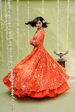 Load image into Gallery viewer, Rust Orange Embroidered Lehenga Set
