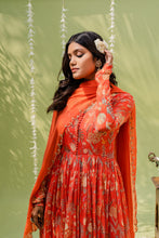 Load image into Gallery viewer, Rust Orange Embroidered Anarkali Set
