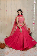 Load image into Gallery viewer, Fuschia Pink Pleated Embroidered Lehenga Set
