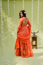 Load image into Gallery viewer, Rust Orange Embroidered Anarkali Set
