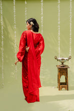 Load image into Gallery viewer, Red Embroidered Drape Saree
