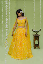 Load image into Gallery viewer, Sunny Yellow Printed Embroidered Lehenga Set
