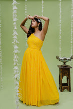 Load image into Gallery viewer, Sunny Yellow Printed Embroidered Gown
