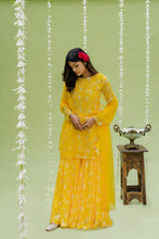 Load image into Gallery viewer, Sunny Yellow Printed Embroidered Sharara Set
