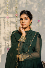 Load image into Gallery viewer, Bottle Green Embroidered Anarkali Set
